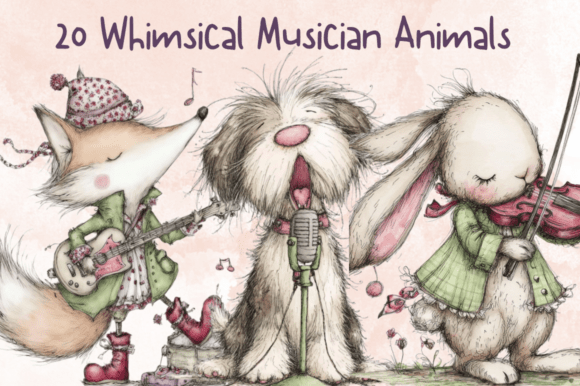 Download Whimsical Musician Animals Clipart Set - Art Collection