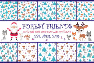 Download Forest Friends Cute Clip Arts and Seamless Patterns - Art Collection