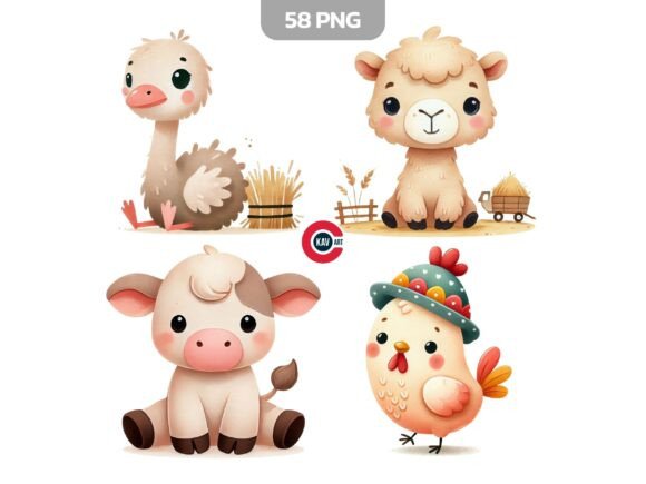 Download Cute Nursery Farm Animals Clipart PNG - Art Collection