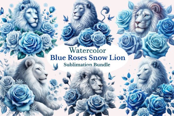 Download Blue Roses Snow Lion Clipart Bundle - Art Collection