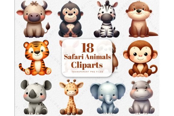 Download Watercolor Cute Safari Animals Clipart - Art Collection