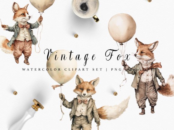Download Vintage Nursery Fox Clipart Bundle - Art Collection