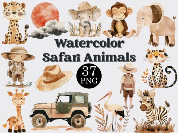 Download Watercolor Safari Animals Clipart Bundle - Art Collection