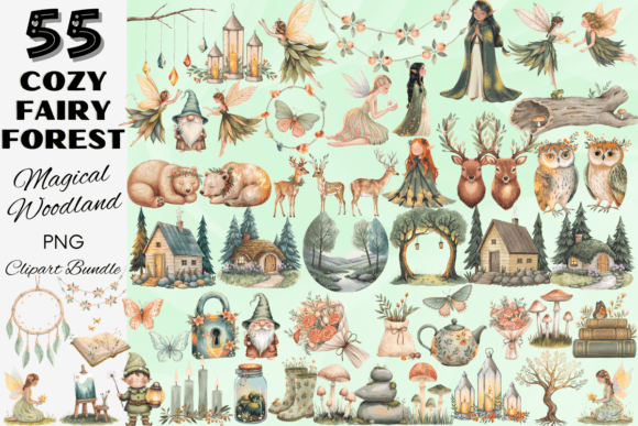 Download Cozy Woodland Fairy Forest Clipart Set - Art Collection
