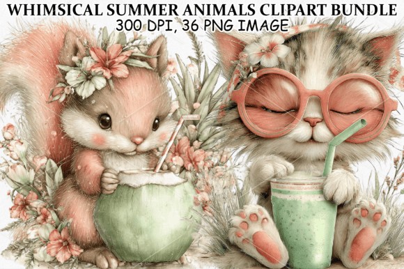 Download Whimsical Summer Animals Clipart Bundle - Art Collection