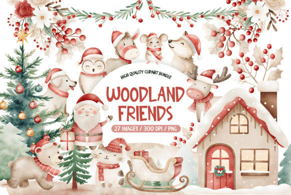 Download Woodland Friends Christmas Clipart Set - Art Collection