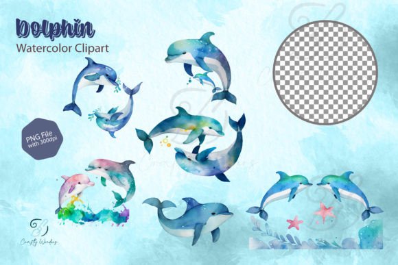Download Dolphin Watercolor Clipart Design Bundle - Art Collection