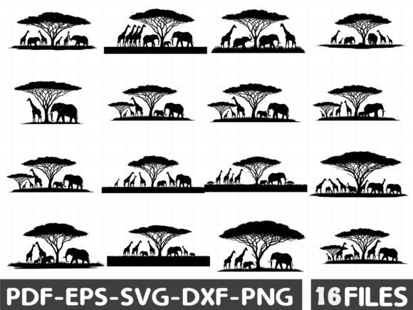 Download African Savannah Wildlife Silhouette - African Collection