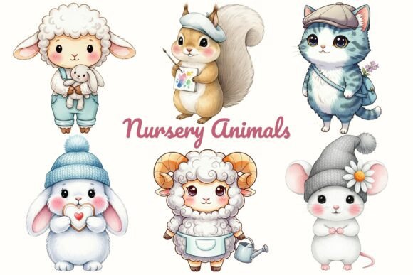 Download Cute Nursery Baby Animals Clipart PNG - Art Collection