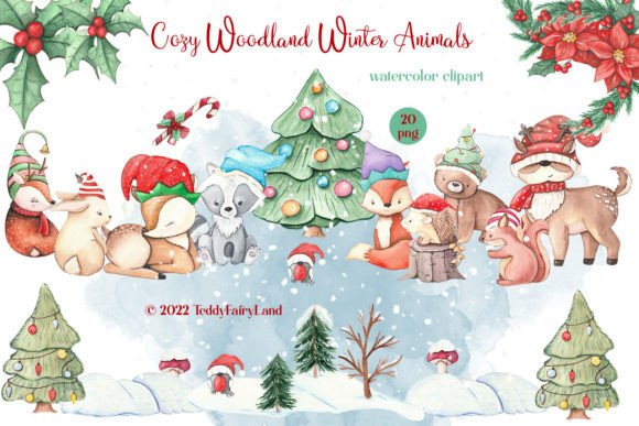 Download Cozy Woodland Winter Animals, Christmas - Cozy woodland Collection