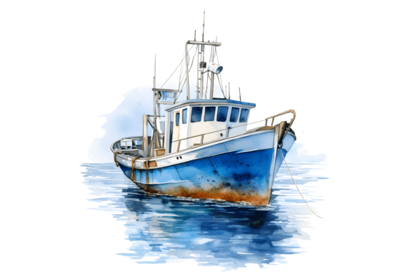 Download Watercolor Fishing Boat Clipart - Art Collection