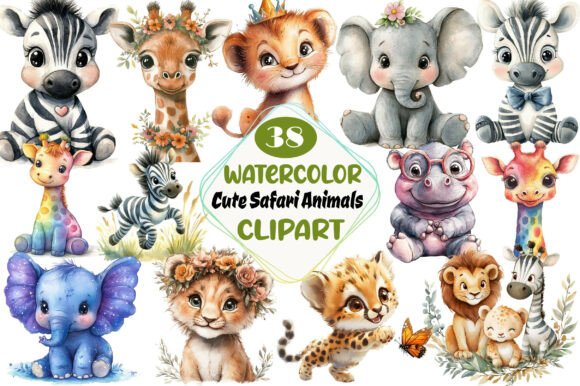 Download Watercolor Cute Safari Animals Clipart - Art Collection