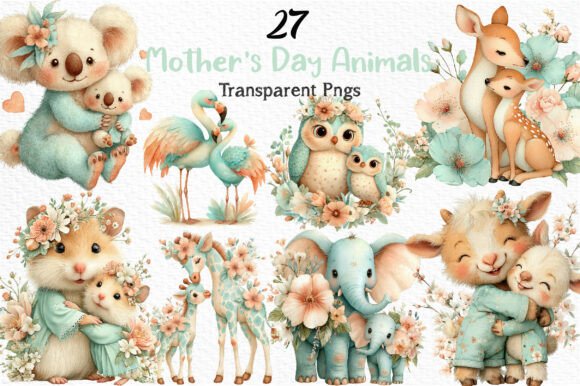 Download Whimsical Mother's Day Animals Clipart - Art Collection