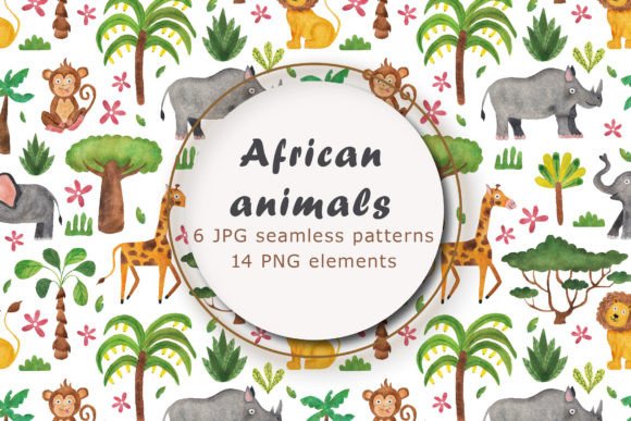Download African Animals, Watercolor Digital Pape - African Collection