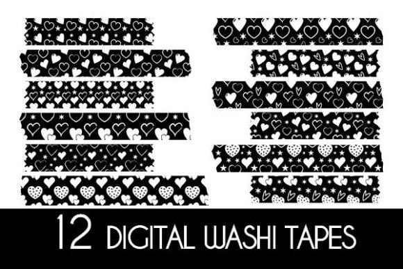 Download Black White Hearts Washi Tapes Patterns - Art Collection