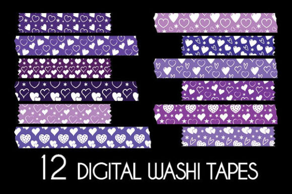 Download Purple Hearts Washi Tapes Patterns - Art Collection