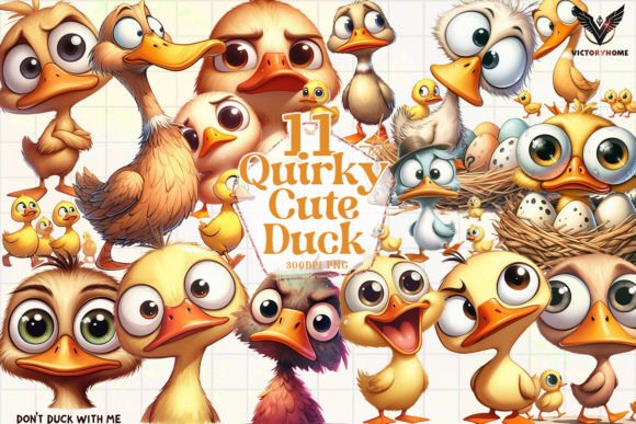 Download Quirky Cute Duck Clipart PNG Graphics - Art Collection
