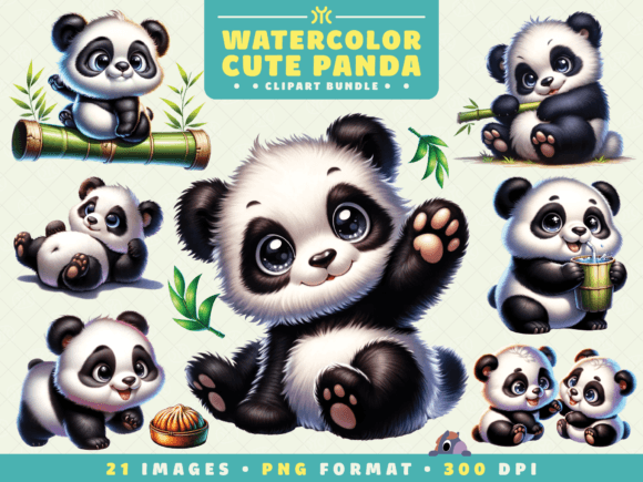 Download Watercolor Cute Panda Clipart - Art Collection