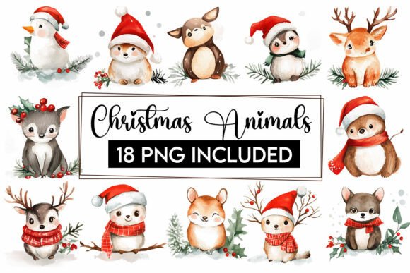 Download Christmas Baby Animals Clipart PNG Santa - Art Collection