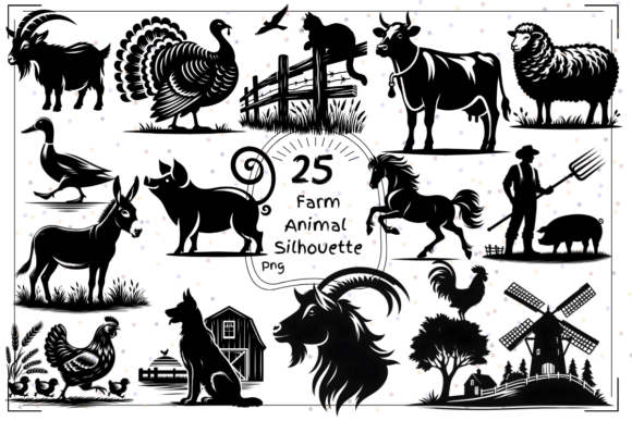 Download 25 Rustic Farm Life Silhouette Clipart - Art Collection