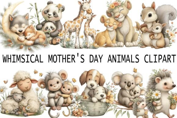Download Whimsical Mother's Day Animals Clipart - Premium Bundle