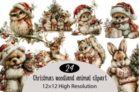 Download Christmas Woodland Animal Clipart Bundle - Art Collection