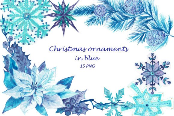 Download Blue Christmas Watercolor Clipart, PNG - Art Collection