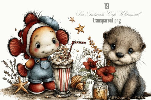 Download Sea Animals Cafe Whimsical Clipart - Art Collection