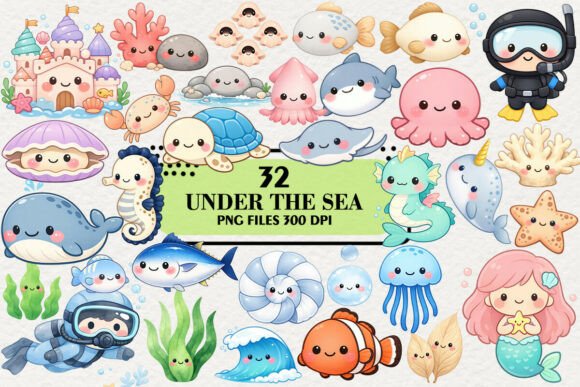 Download Kawaii Under the Sea Clipart Bundle - Art Collection