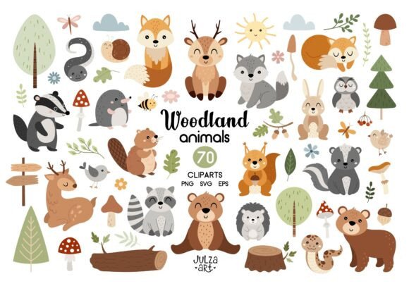 Download Woodland Animals Clipart, Forest SVG PNG - Art Collection