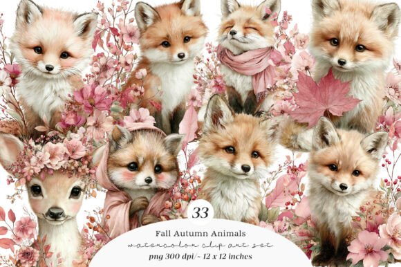 Download Whimsical Fall Autumn Animals Clipart - Art Collection