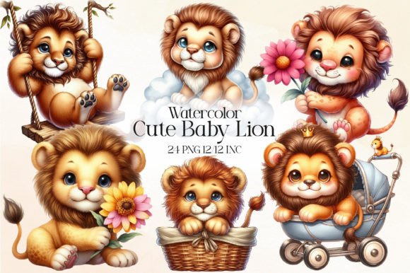 Download Cute Baby Lion Clipart Bundle - Art Collection