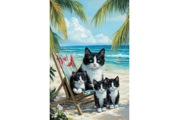 Download Beach Cat Art for Decor &amp; Designers - Art Collection
