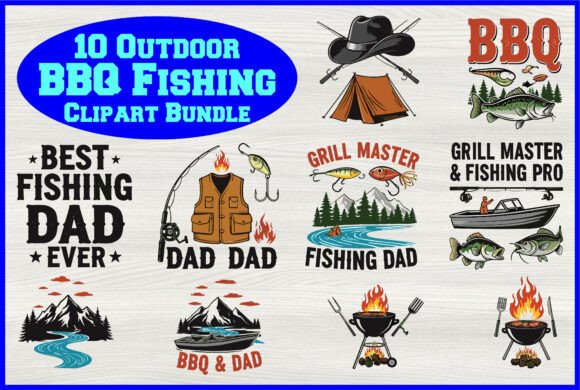 Download 10 Outdoor BBQ Fishing Clipart Bundle - Art Collection
