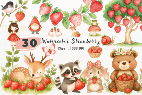 Download Watercolor Strawberry Clipart PNG - Art Collection