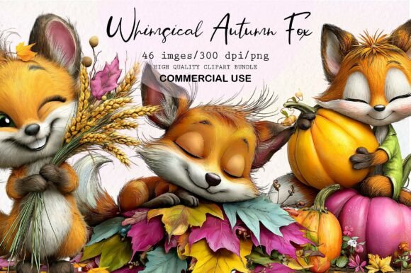 Download Whimsical Autumn Fox Clipart - Art Collection