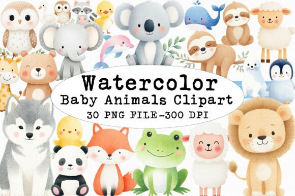 Download Baby Animals Watercolor Clipart Set - Art Collection