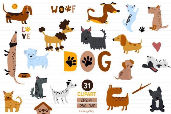 Download Dog Clipart Set, Animal Pets Clipart - Art Collection