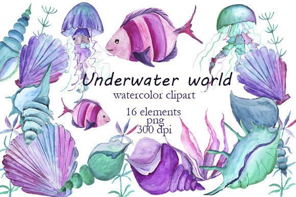 Download Watercolor Undersea World Clipart,PNG - Art Collection