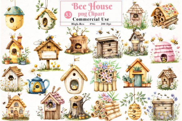Download Watercolor Bee House Clipart - Art Collection