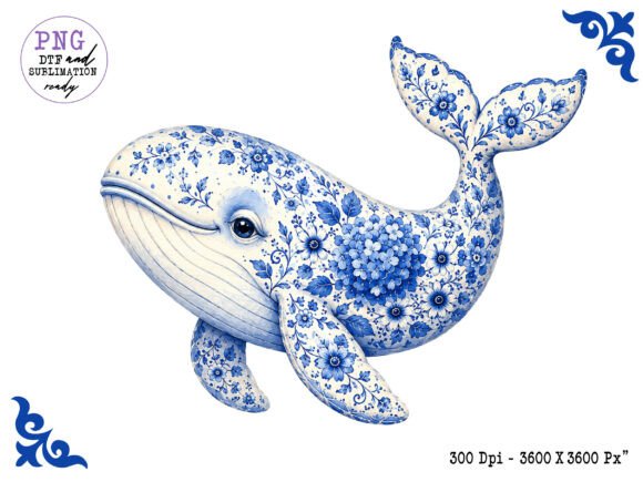 Download Chinoiserie Ocean Blue Whale Clipart PNG - Art Collection