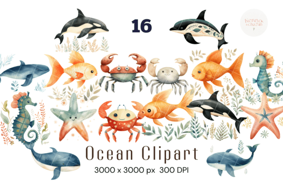 Download Sea Animals Watercolor Clipart / Rainbow - Art Collection