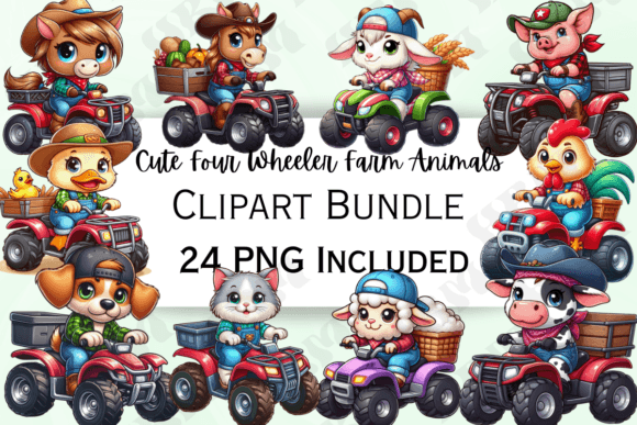 Download Farm Animals on Four Wheelers Clipart - Art Collection
