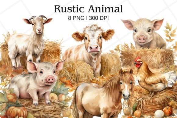 Download Rustic Farm Animal Watercolor Clipart - Art Collection