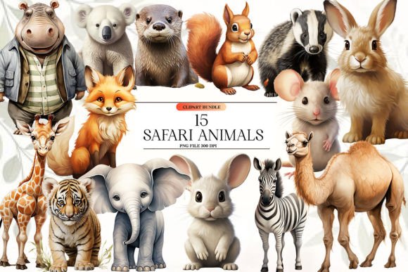 Download Watercolor Safari Animals Clipart - Art Collection