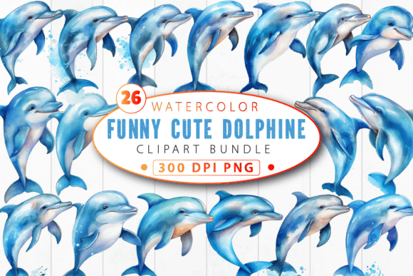 Download Funny Cute Dolphin Clipart Bundle - Art Collection