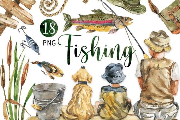 Download Watercolor Fishing Clipart - Art Collection