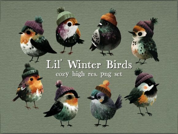 Download Lil' Winter Birds | Cozy Clipart Set - Art Collection