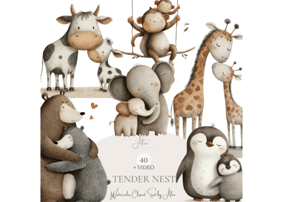 Download Mom and Baby Animal Clipart - Art Collection