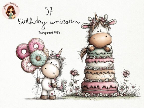 Download Whimsical Birthday Unicorn PNG Clipart - Art Collection